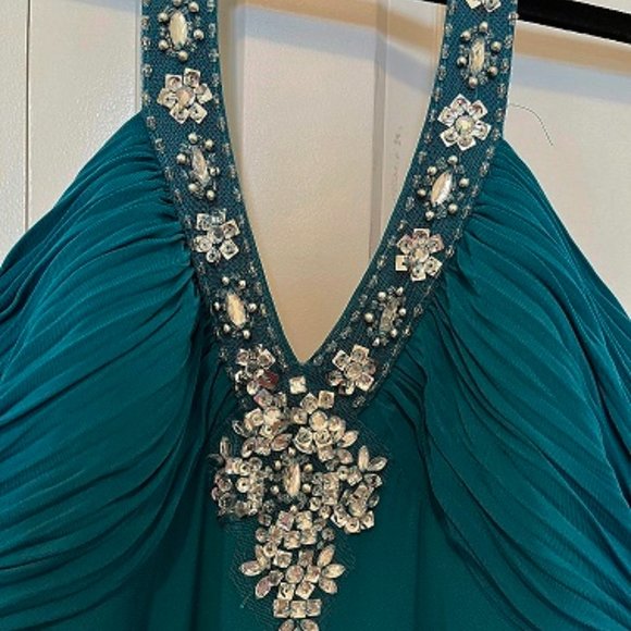 🔥FINAL SALE🔥 Morgan & Co. Turquoise Formal/Evening/Wedding/Prom Dress Size 13/14 - Picture 11 of 13
